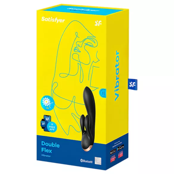 Satisfyer Double Flex - Vibromasseur avec bras clitoridien connecté à une application (noir)