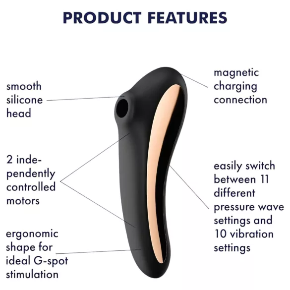 Satisfyer Dual Kiss - stimulateur vaginal et clitoridien rechargeable - noir
