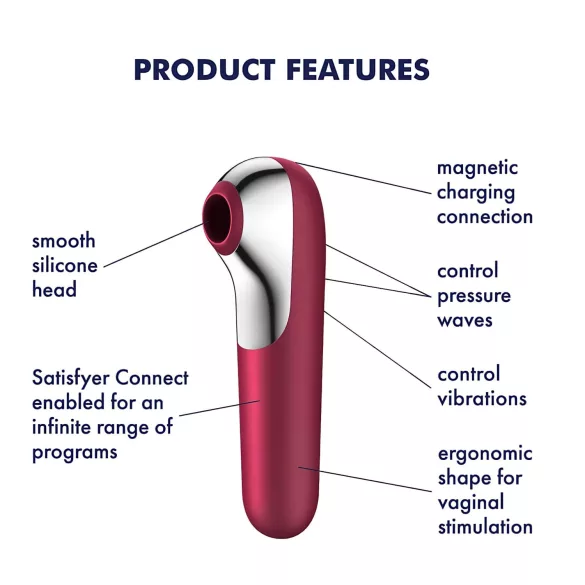 Satisfyer Dual Love - vibromasseur clitoridien et vaginal connecté - rouge