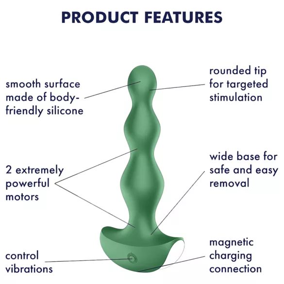 Satisfyer Lolli-Plug 2 - plug anal vibrant rechargeable étanche en silicone vert