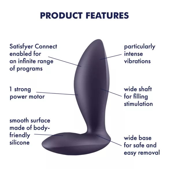 Satisfyer Power Plug - plug anal vibrant contrôlé par application (violet)