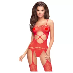  Penthouse Hot Nightfall - ensemble résille ondulé ouvert - rouge - XL
