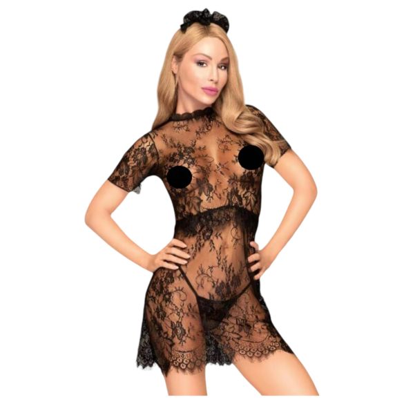 Robe en dentelle Poison Cookie - string et accessoire pour cheveux (noir)