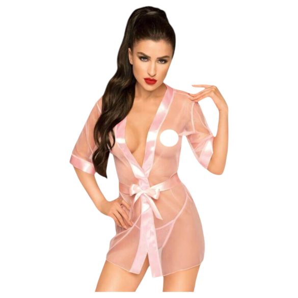 Peignoir et String Satinés Penthouse Midnight Mirage (rose) - XL