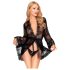 Penthouse Hypnotic Power - ensemble dentelle peignoir court et string (noir) - XL
