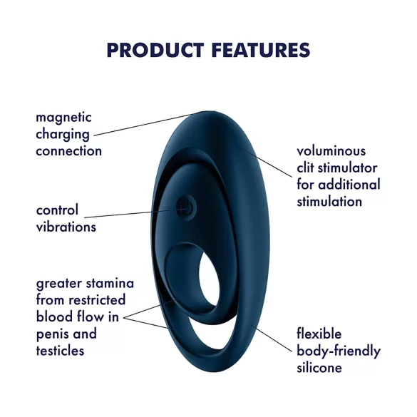 Satisfyer Glorious Duo - anneau pénien vibrant - silicone bleu