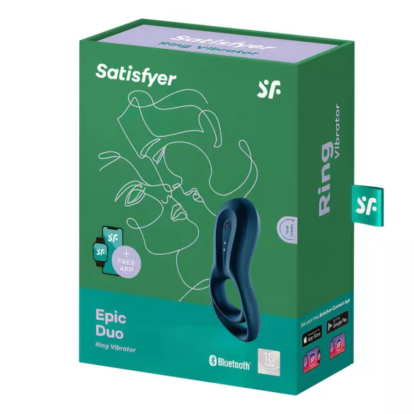 Satisfyer Epic Duo - anneau pénien vibrant connecté - silicone noir