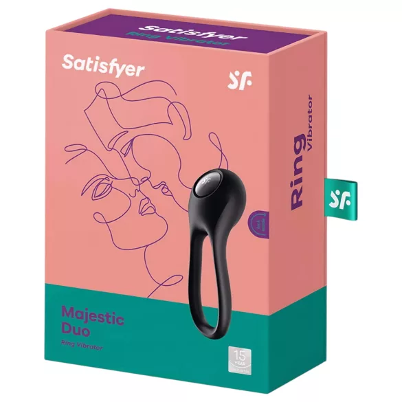 Satisfyer Majestic Duo - anneau pénien vibrant rechargeable étanche - noir