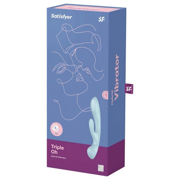 Satisfyer Triple Oh - stimulateur clitoridien rechargeable avec bras - bleu