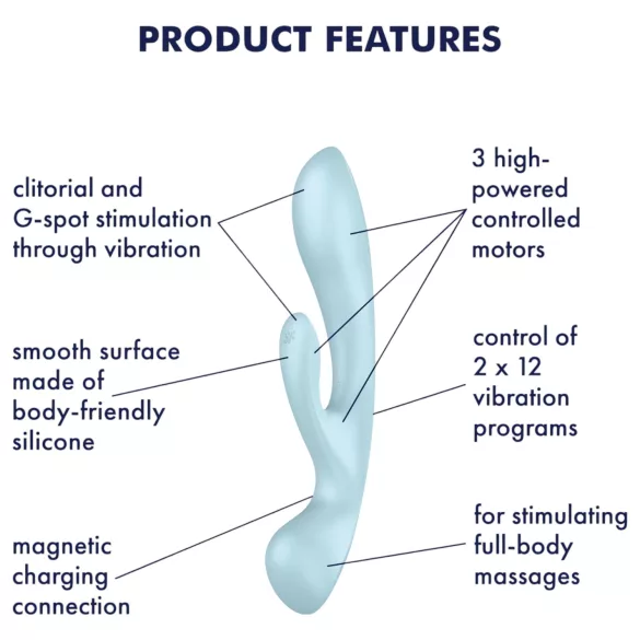 Satisfyer Triple Oh - vibromasseur rechargeable à bras clitoridien (bleu)