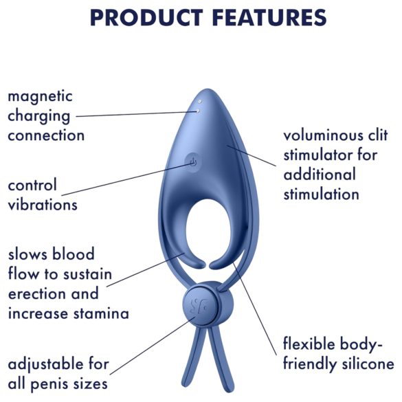 Satisfyer Sniper - anneau pénien vibrant rechargeable - silicone bleu