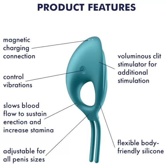 Satisfyer Swordsman - anneau pénien vibrant rechargeable - silicone vert