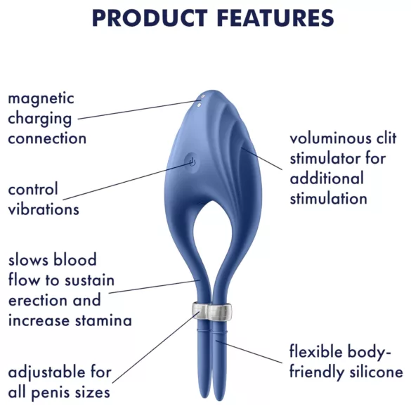 Satisfyer Duelist - anneau pénien vibrant rechargeable (bleu)
