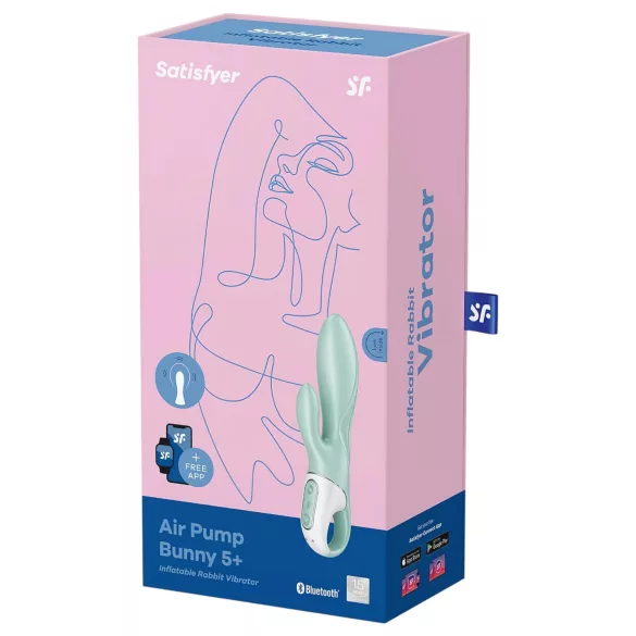 Satisfyer Air Pump Bunny 5 - Vibrateur gonflable contrôlé par application (menthe)