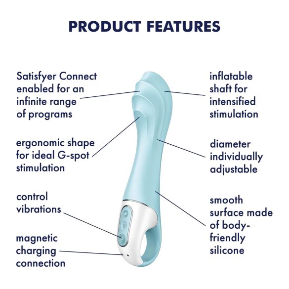 Satisfyer - Vibromasseur à air pulsé connecté - silicone bleu