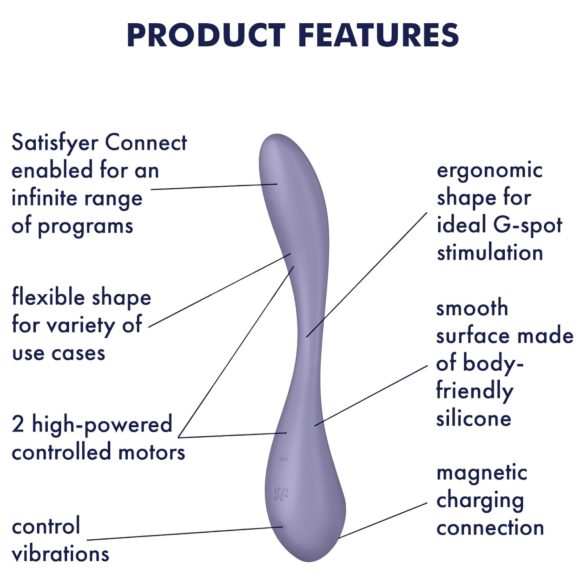 Satisfyer - vibromasseur point G flexible - connecté - silicone violet