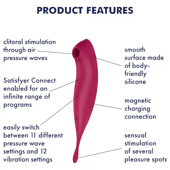 Satisfyer Twirling Pro - Vibromasseur clitoridien contrôlé par application (rouge)