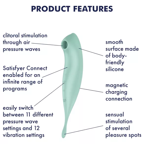 Satisfyer Twirling Pro - Vibromasseur clitoridien contrôlé par application (menthe)