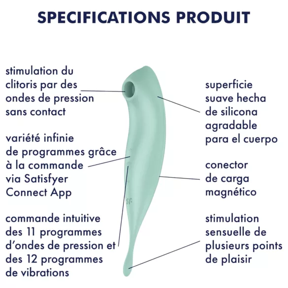 Satisfyer Twirling Pro - Vibromasseur clitoridien contrôlé par application (menthe)