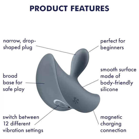 Satisfyer - plug anal vibrant débutant - silicone gris