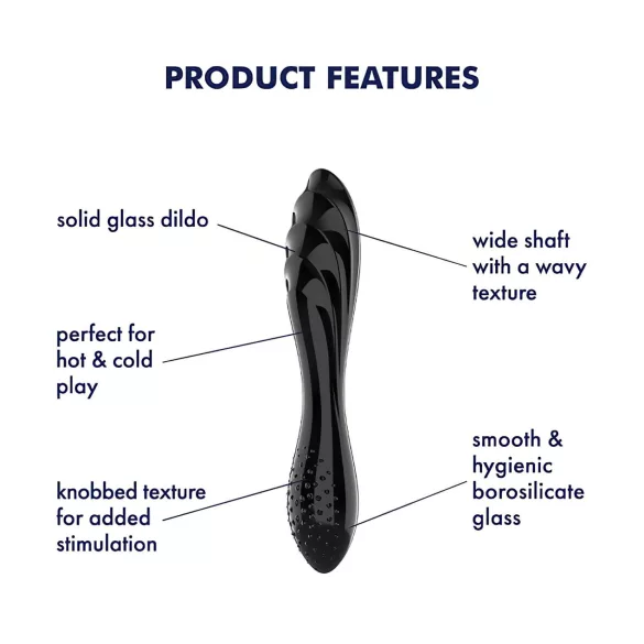 Satisfyer Dazzling Crystal 1 - godemichet double en verre - noir