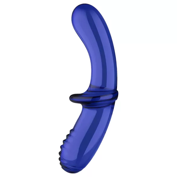 Satisfyer Double Crystal - godemichet double en verre - bleu