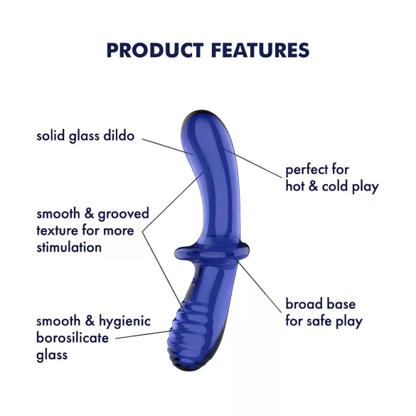 Satisfyer Double Crystal - godemichet double en verre - bleu
