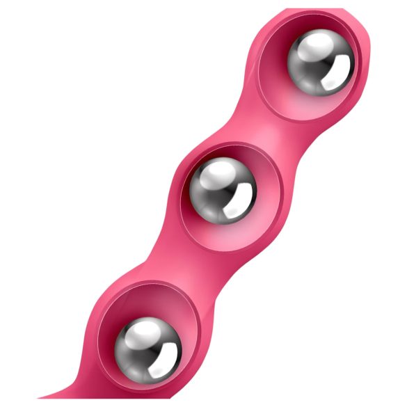 Satisfyer Triple Ball-R - plug anal perlé vibrant - silicone rose