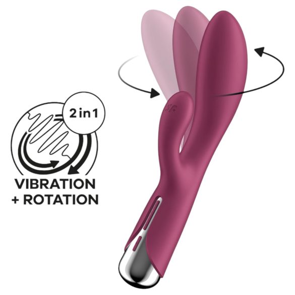 Satisfyer Spinning Rabbit 1 - vibromasseur rouge à bras clitoridien rotatif