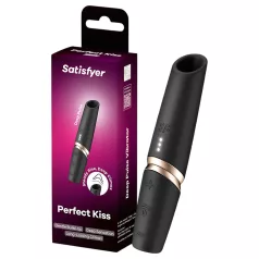   Satisfyer Perfect Kiss - mini vibromasseur rouge à lèvres - noir
