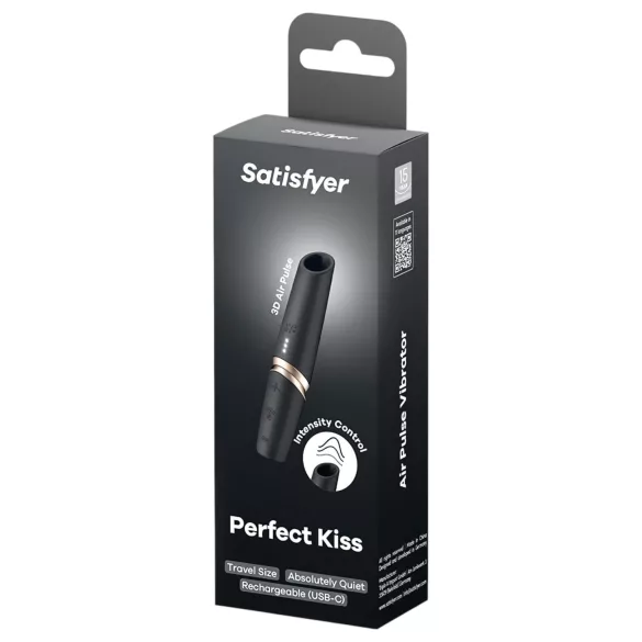 Satisfyer Perfect Kiss - mini vibromasseur rouge à lèvres - noir