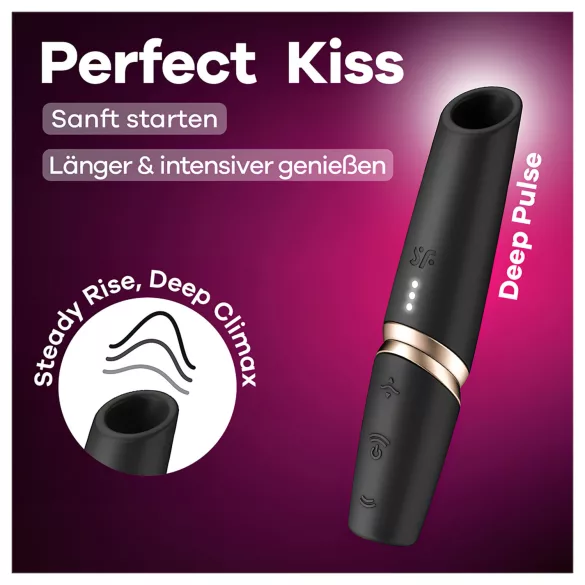 Satisfyer Perfect Kiss - mini vibromasseur rouge à lèvres - noir