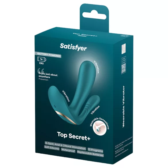 Satisfyer Top Secret+ - vibromasseur portable 3 branches - silicone vert