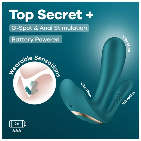Satisfyer Top Secret+ - vibromasseur portable 3 branches - silicone vert