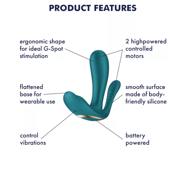 Satisfyer Top Secret+ - vibromasseur portable 3 branches - silicone vert