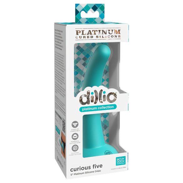 Dillio Curieux Cinq - godemichet silicone (15cm) - turquoise