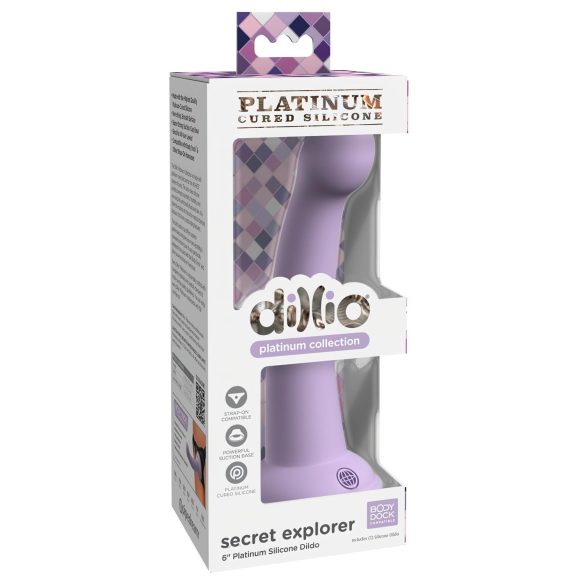 Dillio Secret Explorer - godemichet ventouse (17cm) - violet