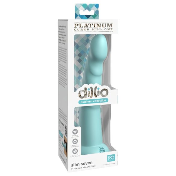 Dillio Slim Seven - Dildo cil turquoise 20 cm ventouse stimu