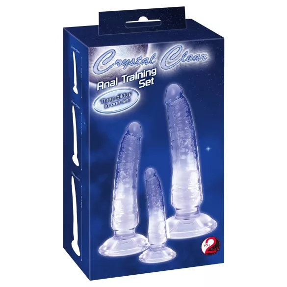 Crystal Clear - kit plug anal débutant - 3 pièces - transparent et bleu