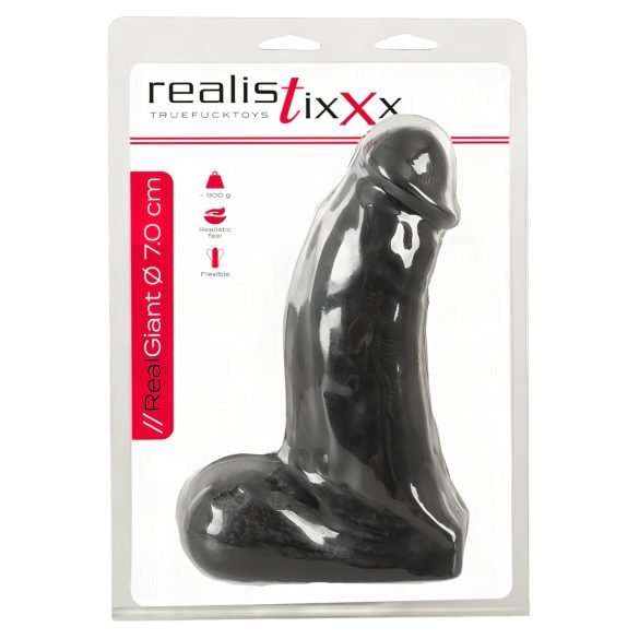 Realistixxx Real Giant - Gode réaliste avec testicules - 22 cm (noir)