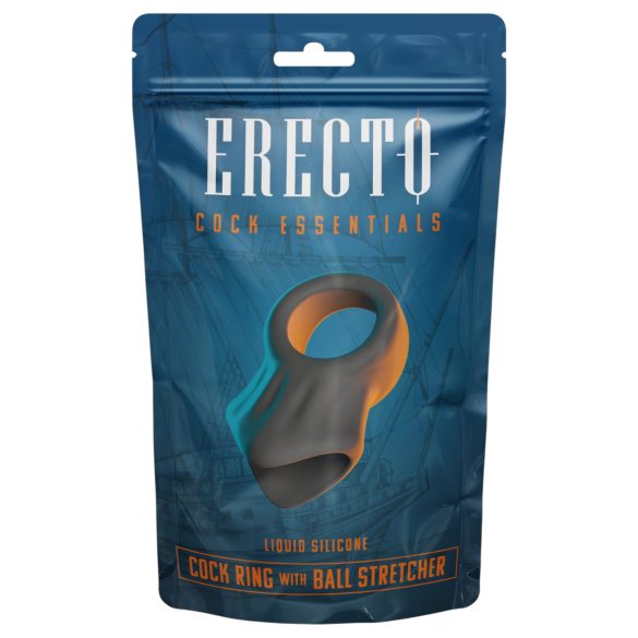 Erecto - anneau pénis avec étireur de testicules - silicone noir