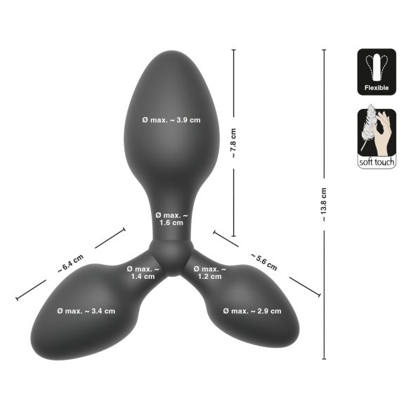 Black Velvets - plug anal triple stimulation - silicone noir