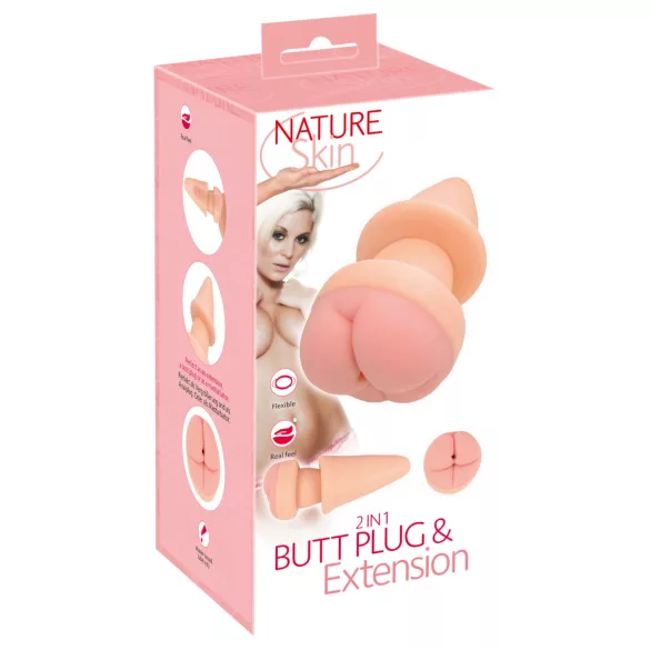 Nature Skin - plug anal et gaine pénis - couleur chair