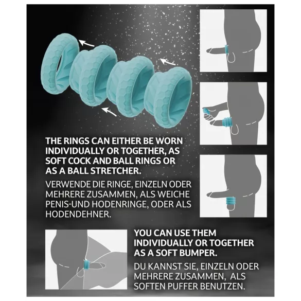 You2Toys - Set de 3 anneaux pénien et testiculaire (turquoise)