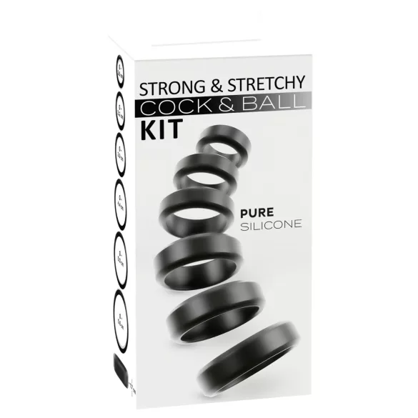 You2Toys - lot d’anneaux pour pénis et testicules (noir) - 6 pcs