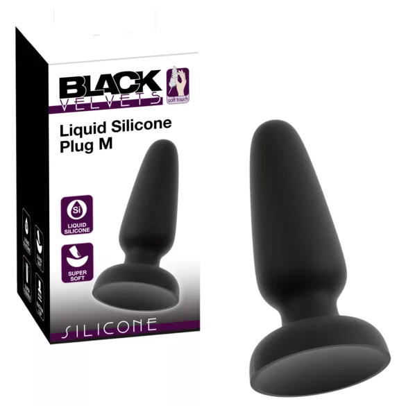Black Velvets - plug anal en silicone avec ventouse (noir) - M