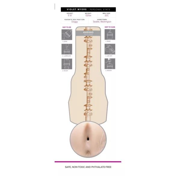 Fleshlight Girls Violet Myers Ahegao - masturbateur vaginino-réaliste fesses (couleur chair)