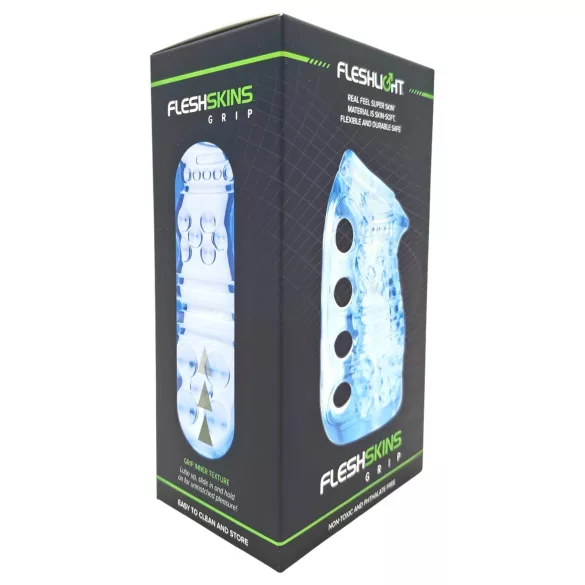 Fleshlight Fleshskins Grip Blue Ice - masturbateur ouvert aux deux extrémités (bleu)