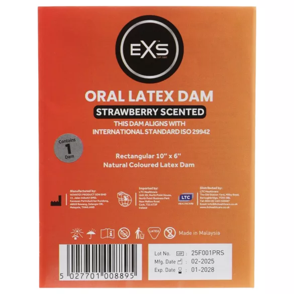 EXS lingette à la fraise - digue dentaire en latex (1 pièce)