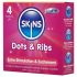 Skins - Préservatif nervuré et à points (4 pièces)